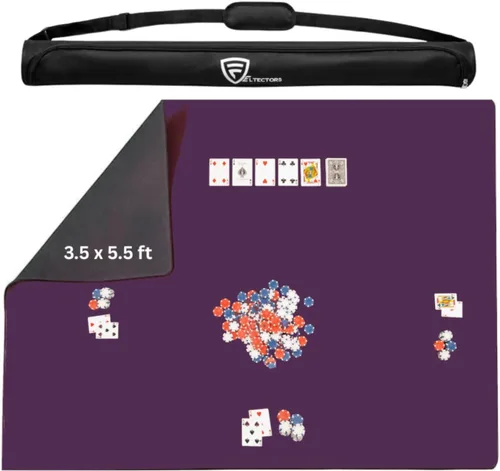 Miniatura 16 de Alfombrilla para Juego de Mesa 42 x 66 Pulgadas, Alfombrilla Mahjong para Mesa con Bolsa de Transporte, Alfombrilla de Neopreno Antideslizante, Azul