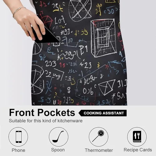 Miniatura 5 de Mathematics And Physics Apron with Pockets Water And Oil Resistant Kitchen Aprons Professional Adjustable Bib Apron for Women Men