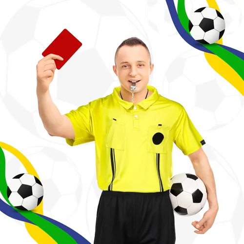 Miniatura 7 de Hicarer Juego de 6 piezas de árbitro de fútbol para hombres, disfraz de árbitro de fútbol, camisa, banderas, tarjetas de silbato, accesorio