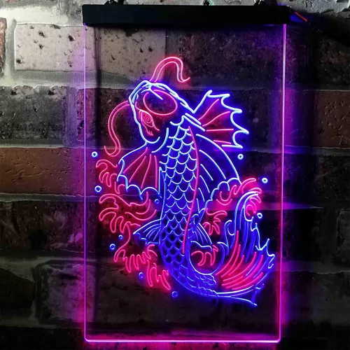 Miniatura 2 de ADVPRO Koi Fish Display - Letrero de neón LED de doble color, azul y rojo, 8 x 12 pulgadas st6s23-i3720-br