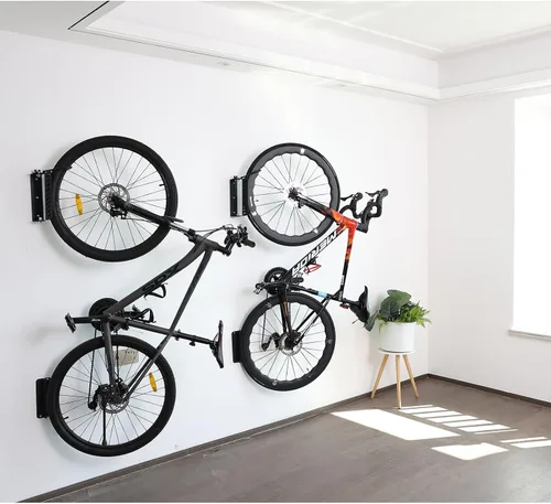 Miniatura 5 de PHUNAYA Soporte de pared vertical para bicicleta, ganchos giratorios para bicicleta, para garaje, pared de garaje, ganchos para bicicletas, jardín