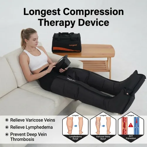 Miniatura 2 de Botas de terapia de compresión de aire para pies de LONGEST, bombas de linfedema para piernas Sistema de recuperación linfática de compresión