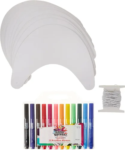 S&S Worldwide Kit de manualidades de viseras de papel. Visera de color tuya, ideal para campamentos, escuelas, fiestas infantiles, incluye
