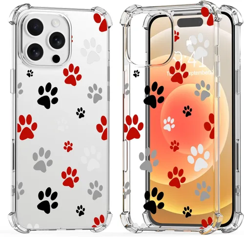 Funda con estampado de patas de perro para iPhone 13 Mini, diseño de patas de cachorro, TPU suave y flexible de cuerpo completo, bolsa de aire a Dog