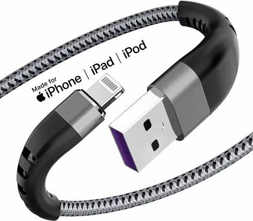 Miniatura 18 de Essri 3 cables de carga cortos de 1 pie para iPhone, con certificación MFi, cables Lightning fuertes de nailon trenzado, carga rápida USB para Azul