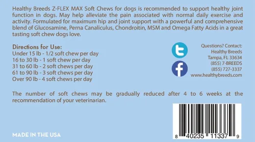 Miniatura 3 de Healthy Breeds Great Pyrenees Z-Flex Max - Masticables suaves para cadera y articulaciones, 50