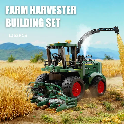 Miniatura 2 de TYCOLE Technic - Juego de bloques de construcción de tractor, camión de granja y cosechadora, juguetes de construcción con cabeza de grano móvil