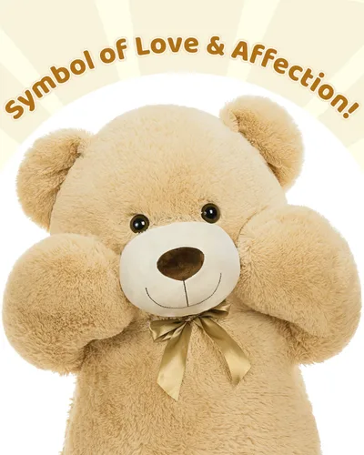 Miniatura 2 de MaoGoLan - Oso de peluche gigante de 52.0 pulgadas, peluche grande color canela con lindo moño y huellas, peluche suave de oso con moño para regalar