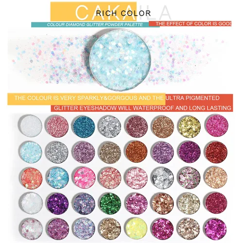 Miniatura 2 de Paleta de sombra de ojos con purpurina, 40 colores altamente prensados, pigmentados metálicos, brillantes, paleta de sombra de ojos, paleta