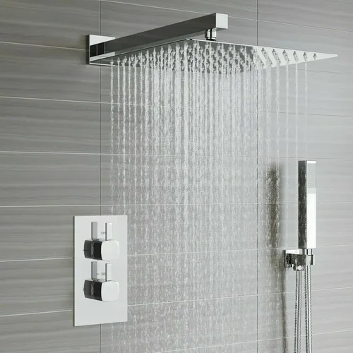 Miniatura 8 de Voolan Cabezal de ducha totalmente de metal con brazo de extensión, cabezales de ducha de lluvia tipo cascada de acero inoxidable, cabezal de ducha