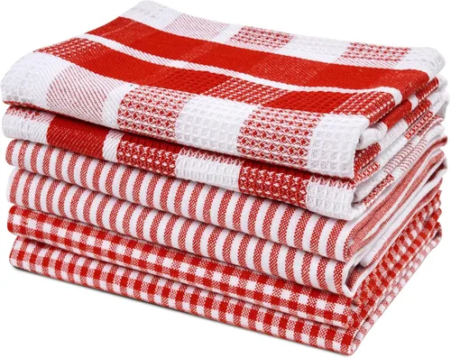 Miniatura 20 de LANE LINEN Juego de 6 paños de cocina de algodón para secar platos, 18 x 28 pulgadas, absorbentes, de secado rápido, color beige 07: Amarillo