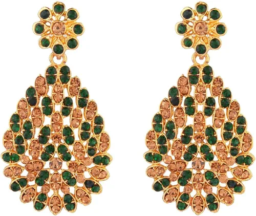 Miniatura 8 de Efulgenz Crystal Neckalce Set Rhinestone Brown Wedding Bridal Choker Austrian Necklace Earrings with Maang Tikka Head Chain Indian Bollywood Jewelry