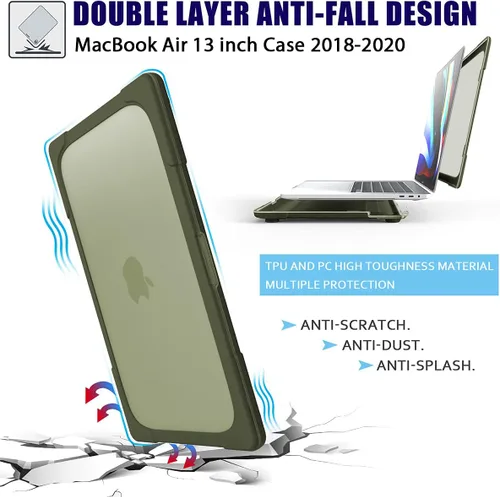 Miniatura 5 de Mektron Funda rígida para MacBook Air 13 A1466 A1369, resistente y de doble capa, con parachoques de policarbonato TPU para MacBook Air de 13.3