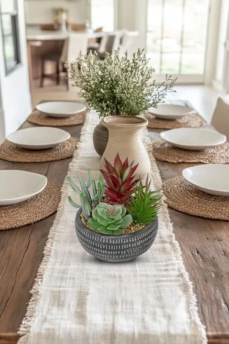Miniatura 4 de Briful Suculentas falsas en maceta de cemento negro, arreglo de plantas suculentas artificiales para decoración del hogar, pequeñas plantas falsas