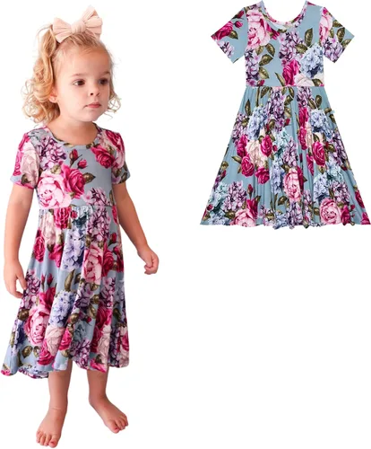 Miniatura 76 de Posh Peanut - Vestidos para niñas – Vestido suave para niña hecho con viscosa de bambú – Vestidos de otoño, primavera y verano para niñas