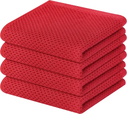 Miniatura 221 de Homaxy Paños de cocina de 100% algodón con tejido de gofre, ultra suaves, absorbentes, de secado rápido, 12 x 12 pulgadas, paquete de 6, amarillo