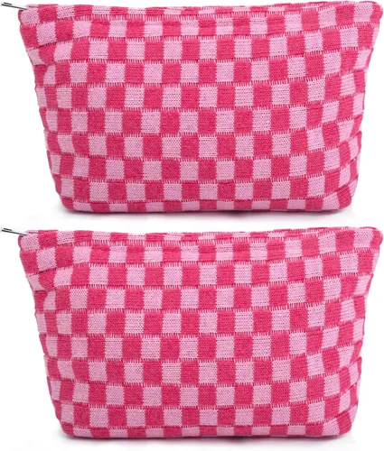 Miniatura 31 de SOIDRAM 2 piezas de bolsa de maquillaje con flores, gran bolsa de cosméticos de corduroy de gran capacidad, bolsa de lona mixta, bolsa de viaje