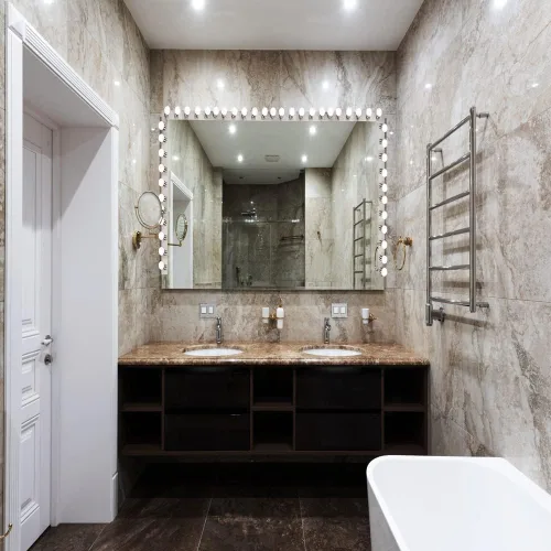 Miniatura 5 de Lighting - Tira de seis luces para tocador, estilo Hollywood, con placas de níquel cepillado, accesorios de grado de salón para dormitorio, baño