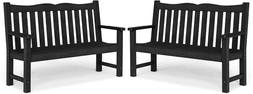 Miniatura 22 de Stoog Banco de Exterior para 2 Personas para Todo Clima, Capacidad de 800 libras Banco de Jardín de Plástico HIPS para Patio, Patio Trasero, Porche