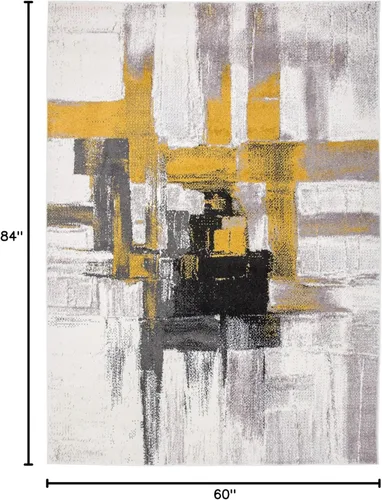 Miniatura 74 de Rugshop Alfombra Corredor Abstracta Contemporánea Negra — No Desprende Pelusa para Pasillo, Entrada y Cocina 2' x 7