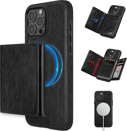 Miniatura 15 de LOHASIC Funda tipo cartera para iPhone 12 Pro Max, soporte para 6 tarjetas, parte trasera magnética desmontable, compatible con Mag-Safe, funda