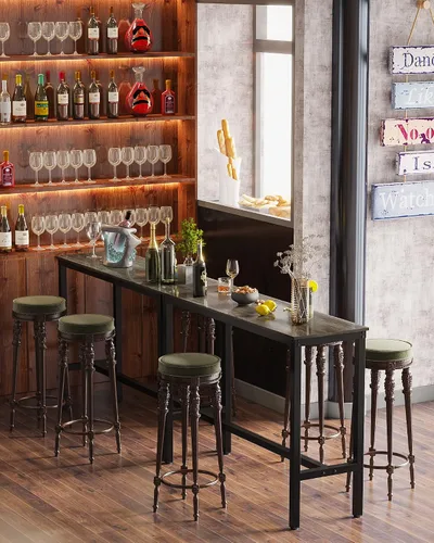 Miniatura 9 de Teraves Mesa de bar, mesa de bar con altura de barra, mesa de altura de mostrador con marco de metal resistente, mesa rectangular alta para cocina