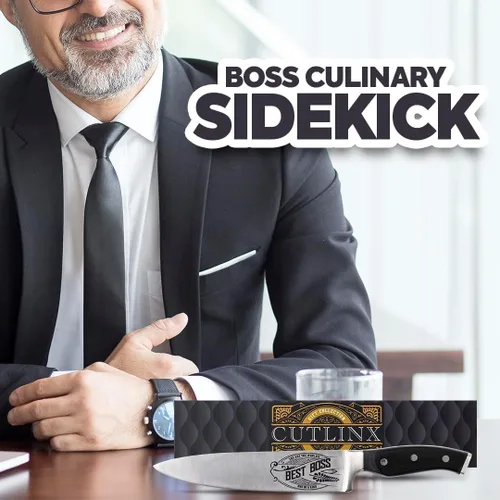Miniatura 2 de Best Boss - Cuchillo de chef de alta calidad para regalo de cumpleaños, cuchillo de cocina de acero al carbono de 8 pulgadas con mango de madera