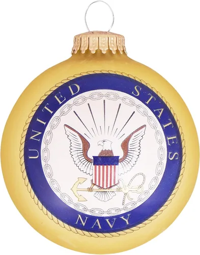 Miniatura 2 de Christmas by Krebs 80 mm (3 1/4") Fabricadas en los Estados Unidos Adorno de bola de Navidad patriótico, con logotipo y himno de vidrio sin uniones