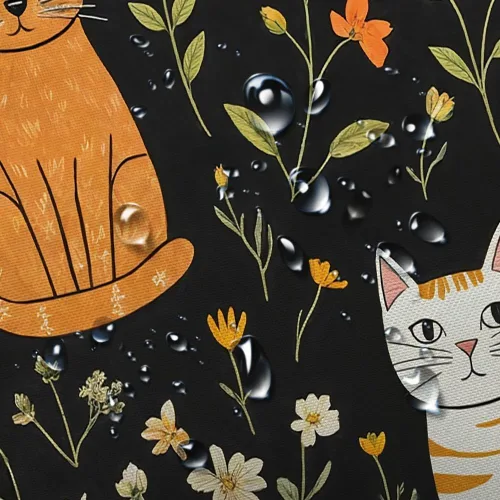 Miniatura 3 de MERCHR Cortina de Ducha de Gato Lindo Campista para Baño de Remolque de Viaje, Divertido Juego de Cortinas de Ducha de Tela Negra con Gato