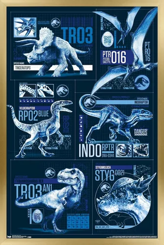 Miniatura 29 de Trends International Jurassic World: Fallen Kingdom - Póster de pared con cuadrícula, 14.725 x 22.375 pulgadas, versión enmarcada de madera