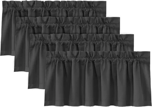 Miniatura 35 de H.VERSAILTEX Cenefas de cortina 100% opacas para ventanas, 2 paneles con aislamiento térmico, bolsillo para barra, pequeña cenefa corta para cocina
