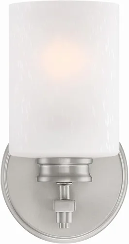 Miniatura 8 de Kira Home Phoebe - Lámpara de pared/tocador moderna de 8 pulgadas + pantalla de vidrio esmerilado con semillas, acabado de níquel cepillado