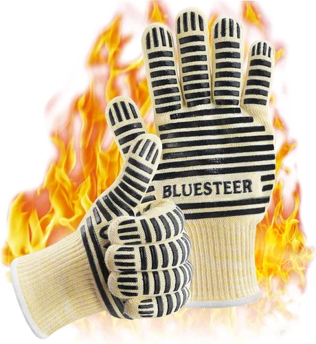 Miniatura 10 de Guantes para horno, resistentes al calor 540 grados Fahrenheit, guantes de parrilla, manipulador de superficies calientes, guantes de horno