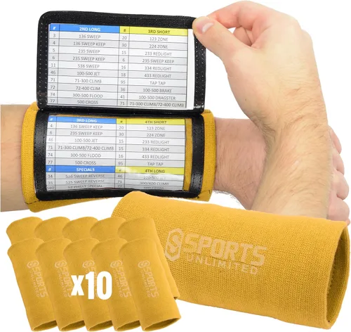 Miniatura 68 de Sports Unlimited Banda Instructora Triple para Adultos, Muñequeras de Fútbol para Jugadas, Muñequeras de Béisbol, Bandas de Brazo QB Negro