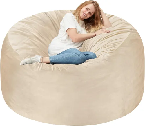 Miniatura 80 de Homguava - Sillón puff de 3 pies Sillón estilo puff grande de 3 pulgadas con relleno de espuma viscoelástica, sofá suave con funda de terciopelo