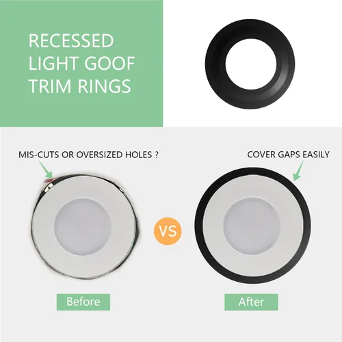 Miniatura 3 de Soliseed Anillo Goof de 5/6 pulgadas para iluminación empotrada, anillo negro para moldura de goof, diámetro exterior de 8.62 pulgadas, diámetro