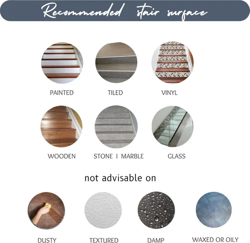 Miniatura 6 de Tira de vinilo autoadhesiva, fácil de recortar y limpiar, reposicionable, removible, resistente al agua, murales para calcomanías de escalera