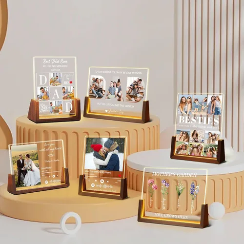 Miniatura 7 de Regalos de cumpleaños personalizados para el día del padre, para papá, de hija, hijo, esposa, marco de fotos con placa acrílica personalizada