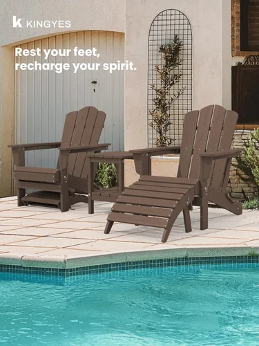 Miniatura 5 de KINGYES Otomana Adirondack plegable para silla Adirondack, color marrón
