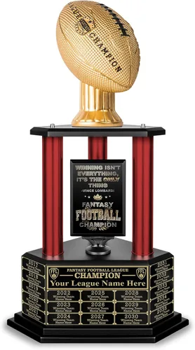 Miniatura 14 de TrophySmack Fantasy Football Trophy, 19-Year Perpetual Winner Award – Customizable Championship Award with Plaque and Winner Engravings