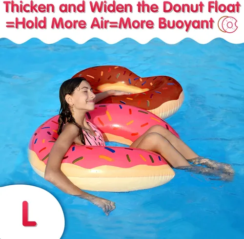 Miniatura 5 de DMAR Flotador de piscina con forma de dona, tubo y anillo para playa y piscina Juego de 2 (rosa y marrón 41 pulgadas)