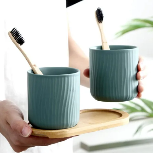 Miniatura 2 de Ochine Bandeja redonda de madera para servir, soporte para molino de pimienta y sal y descanso, se adapta a muchos molinos y cocteleras, soporte