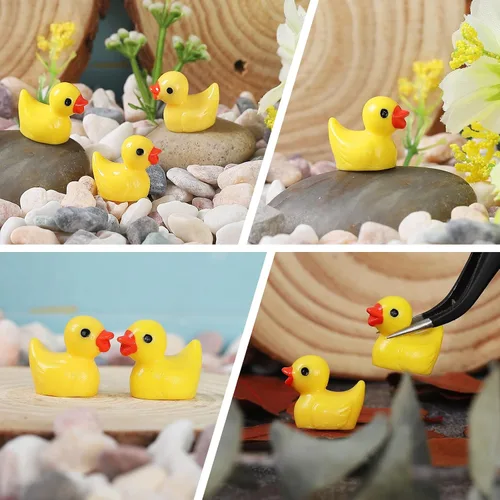 Miniatura 4 de LOUHUA Mini patos de resina, paquete de 220 figuras de pato pequeñas a granel para decoración de casa de muñecas en miniatura, accesorios