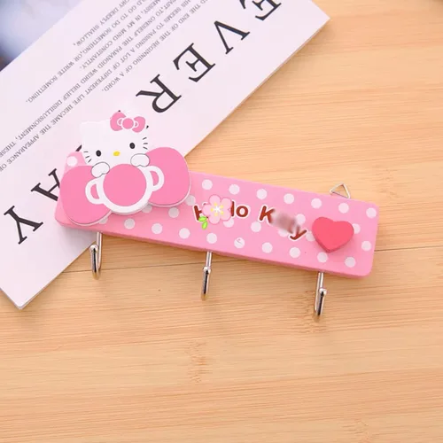 Miniatura 6 de KOZUKI Colgador de madera rosa con ganchos para el hogar, ropa, bolso (3 ganchos rosa)