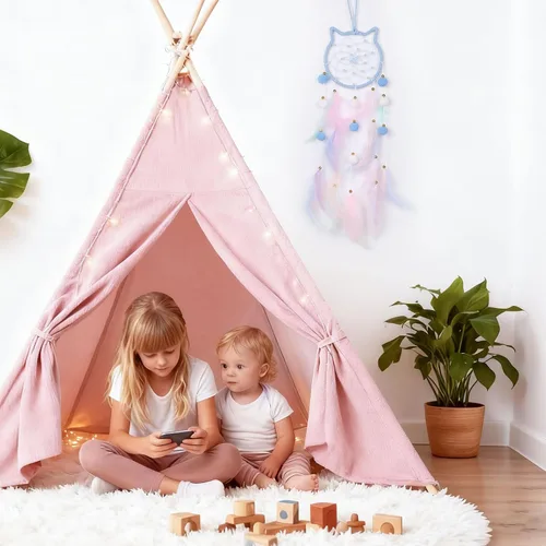 Miniatura 5 de Pretty Jolly - Atrapasueños azul de gato para niños, decoración de pared con pompones y plumas, atrapasueños hecho a mano para niños, decoración
