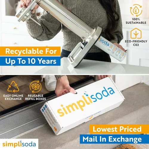 Miniatura 4 de Simpli Soda Cilindros de recipiente de CO2 de 60 litros, compatible con Sodastream BLUE atornillado, Ninja Thirsti, Philips y más, máquina de Azul