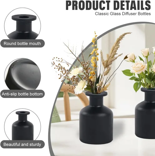 Miniatura 3 de Difusor de vidrio vacío negro de 5.1 fl oz / 5 oz (5.1 fl oz) / 5 onzas, repuesto de repuesto para dispensadores de aroma, vaso, recipiente