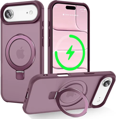 Miniatura 14 de CHAOFEnG Funda magnética compatible con iPhone 11 con soporte, prueba de caídas de grado militar, compatible con imán, anillo translúcido, parte