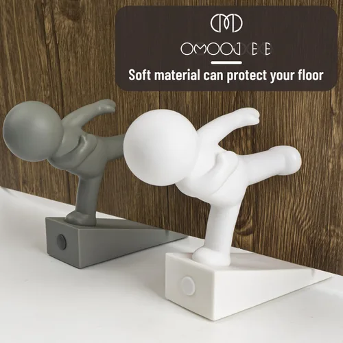 Miniatura 7 de Lindo tope de puerta, decorativo y resistente, tope de puerta decorativo, cuña delantera inferior adecuada para más puertas, blanco y gris Blanco &
