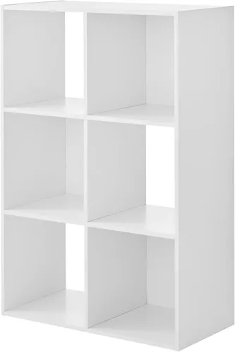 Organizador de almacenamiento de 6 cubos, color blanco, organizador de armario con cubos, estantería apilable para dormitorio, sala de estar,